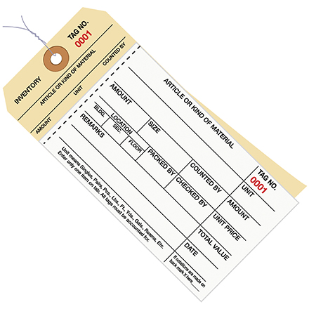 6 <span class='fraction'>1/4</span> x 3 <span class='fraction'>1/8</span>" - (0500-0999) Inventory Tags  2 Part Carbonless Stub Style #8 - Pre-Wired