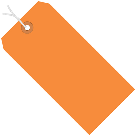 3 <span class='fraction'>1/4</span> x 1 <span class='fraction'>5/8</span>" Orange 13 Pt. Shipping Tags - Pre-Strung